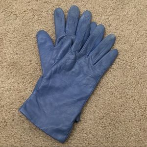 Blue leather gloves